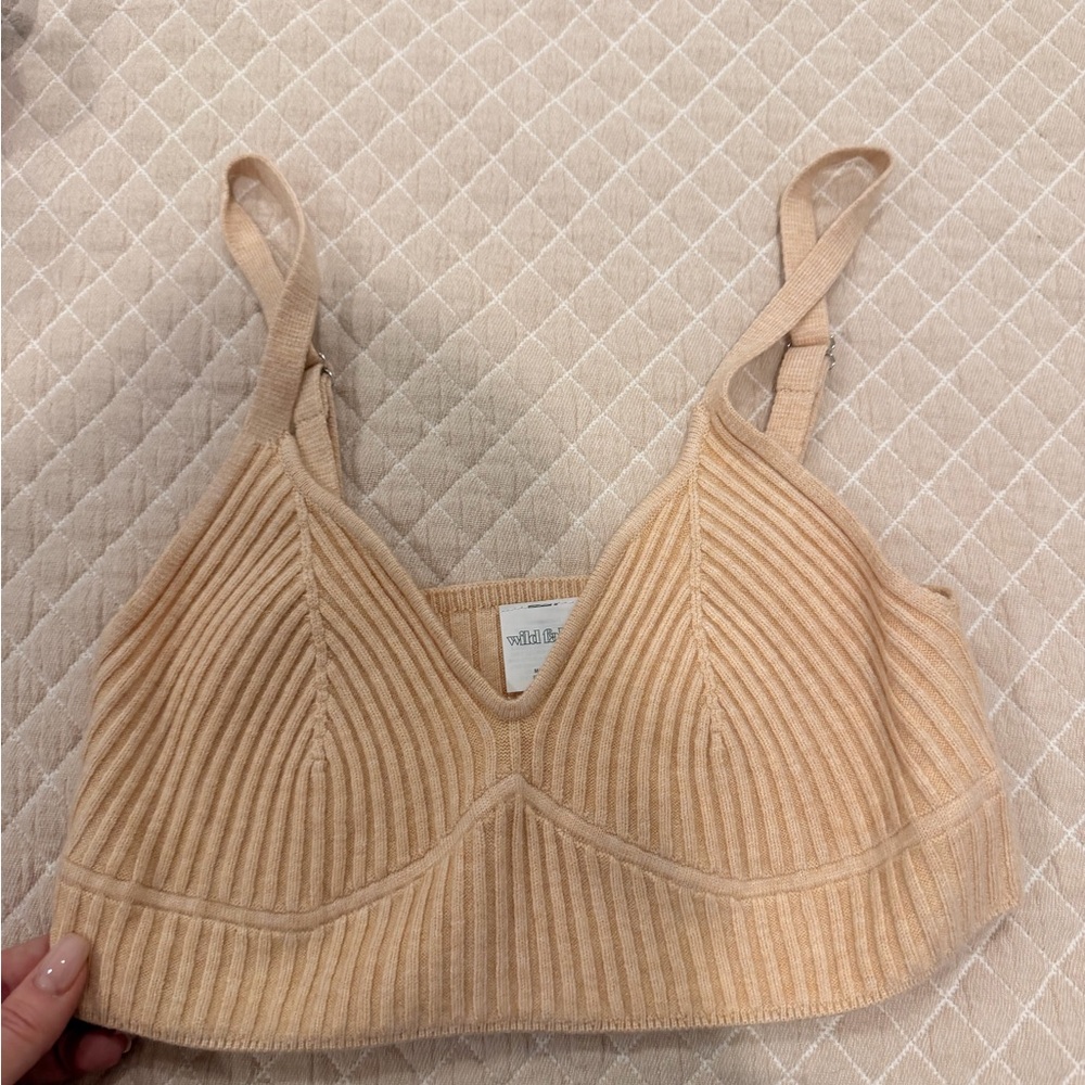 Ribbed Soft Bralette in Light Beige